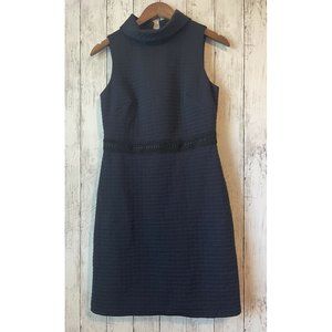 Vince Camuto Textured Knit High Collar Classic Little Navy Dress Women's Size 6